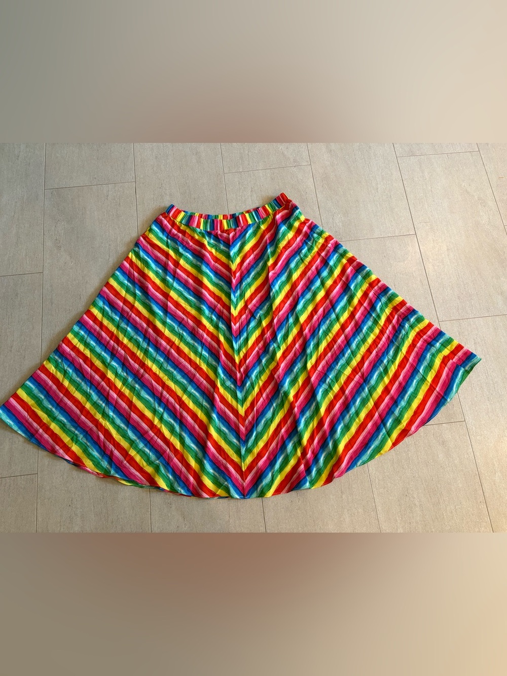 Rainbow Striped Midi Skirt Pride - Picture 3 of 5
